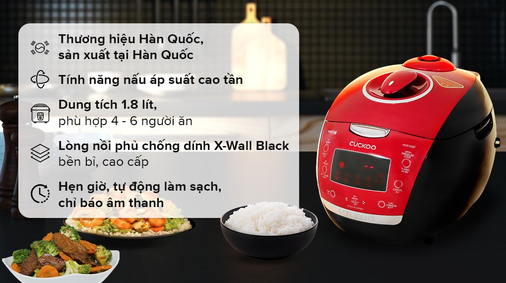 Nồi cơm áp suất cao tần Cuckoo 1.8 lít CRP-HUS1000F