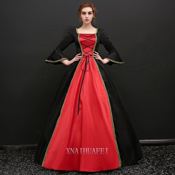 18th Gothic Black Costume Womens Dress Party Costume