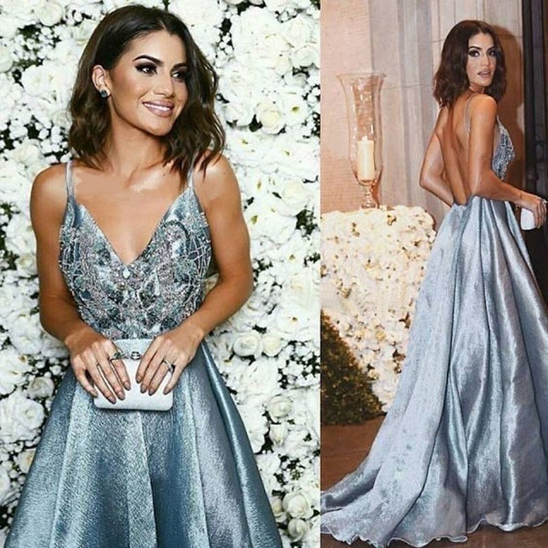 2019 Deep V Suspenders party sexy women u0026 #39 s evening gowns dress