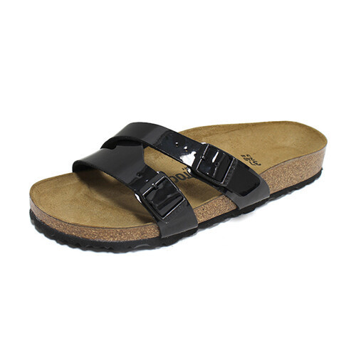 Birkenstock Yao Balance Slippers Black Patent Narrow Sandals Enamel 1013272