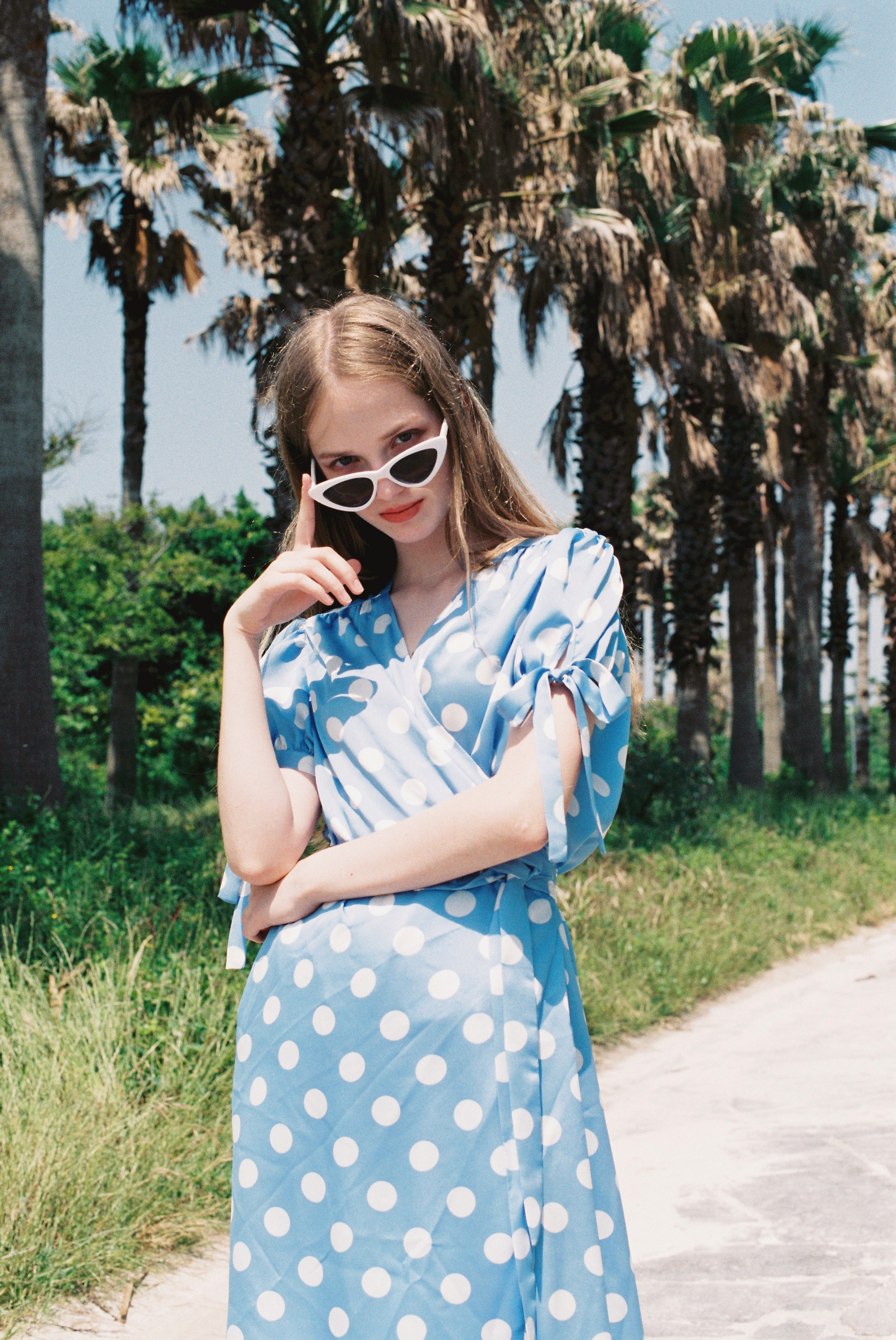 NOMINATE Big Dot Wrap Onepiece (Sky blue)