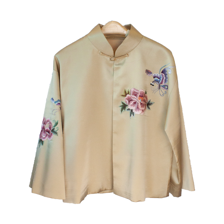 Handmade 100% Pure Silk Embroidered Elegant Blouse Women&#39;s Blouse Long Sleeve Top For Winter Chinese Traditional Clothes