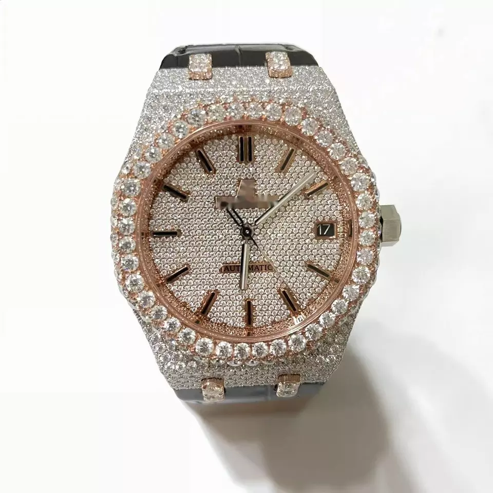 Fashion Luxury Diamond Watch Wrist Digital Mechanical Moissanite Watches Black Color Jewelry For Men