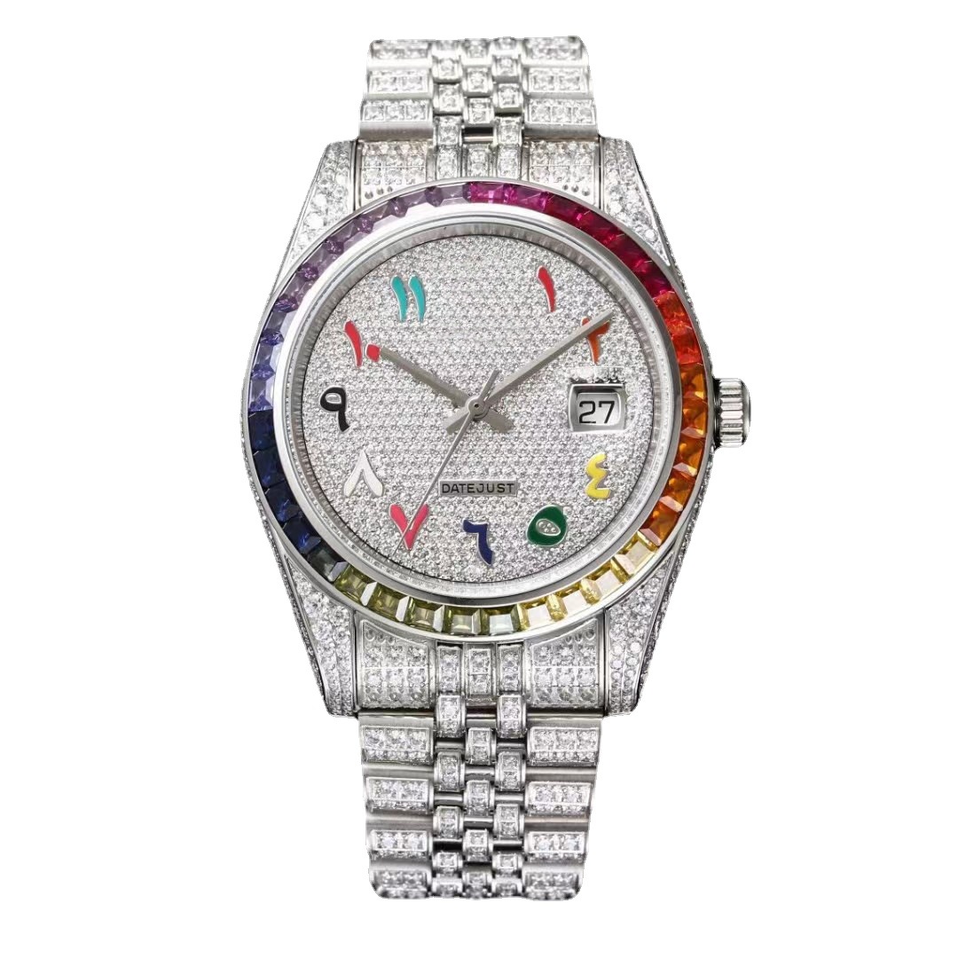 Trendy Stainless Steel Vvs Iced Out Watch Moissanite Diamonds Custom Logo Quartz Watches For Men