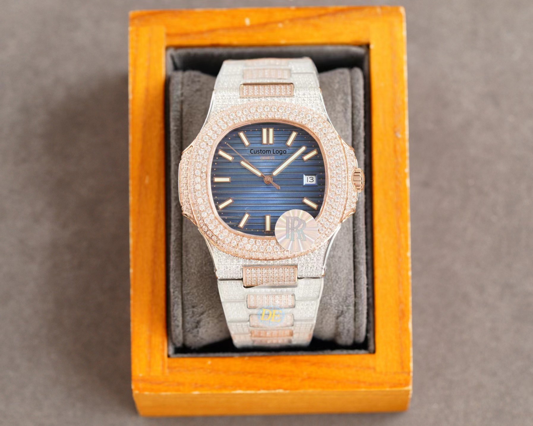 Full Diamonds Luxury Version Automatic Watch Man Mechanical Watches Petek Style Same Design Custom Watch For Man