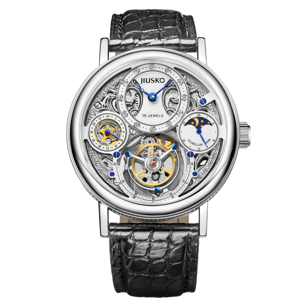 Luxury Brand Stainless Steel Tourbillion Men Watch Automatic Mechanical Watch