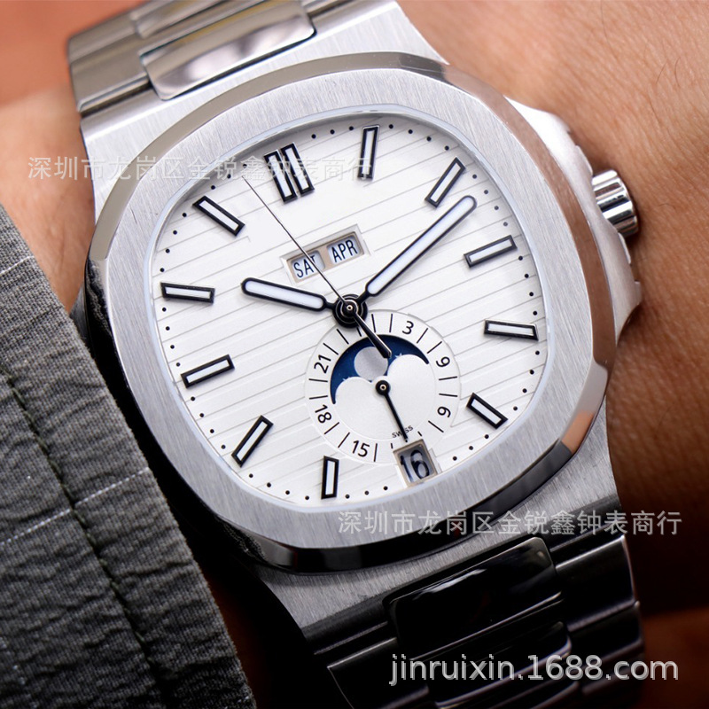 2023 Pp 1to1 Super Clone Luxury Design Pp 5726/5711 Steel Belt Watch Men&#39;s Waterproof Moon Phase Men&#39;s Watch Watch Wholesale