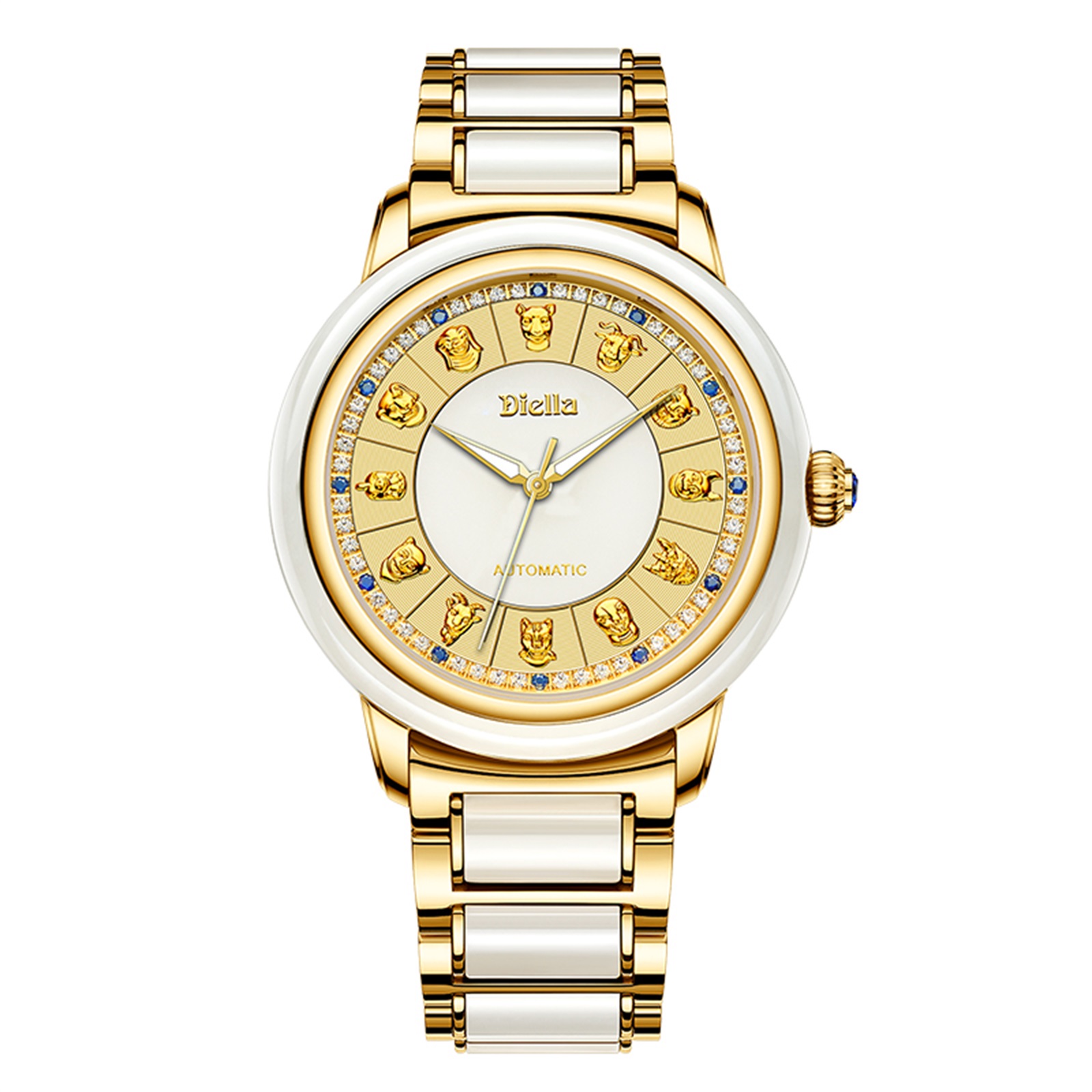 Diella Men&#39;s Mechanical Watch Jade Automatic Couple Pair Watch Simple Female Trend Wristwatch Business Luxury Sapphire 6007