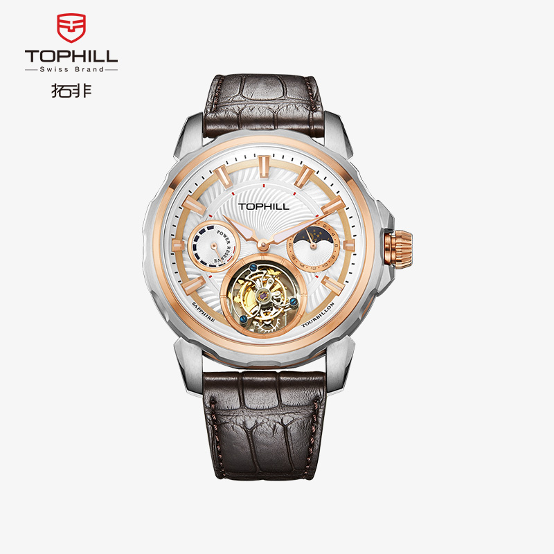 New Tourbillon Watch With Genuine Alligator Leather Classic Custom Design For Business Mens Luxury Brand Watches
