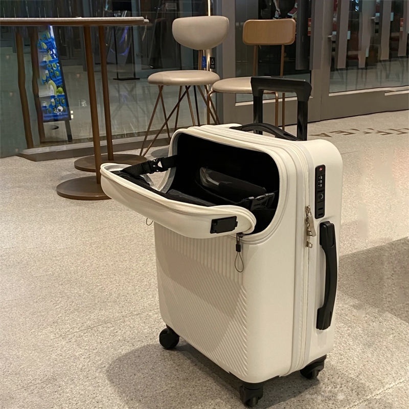 [China]New USB charging port luggage suitcase small boarding box 20 inch lightweight front open suitcase